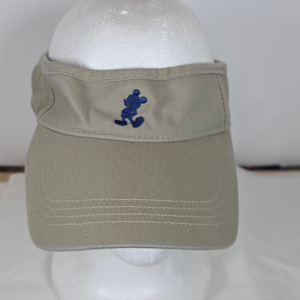 Walt‎ Disney World Mickey resort vacay Khaki Tan Sun Visor Adjustable Hat Logo